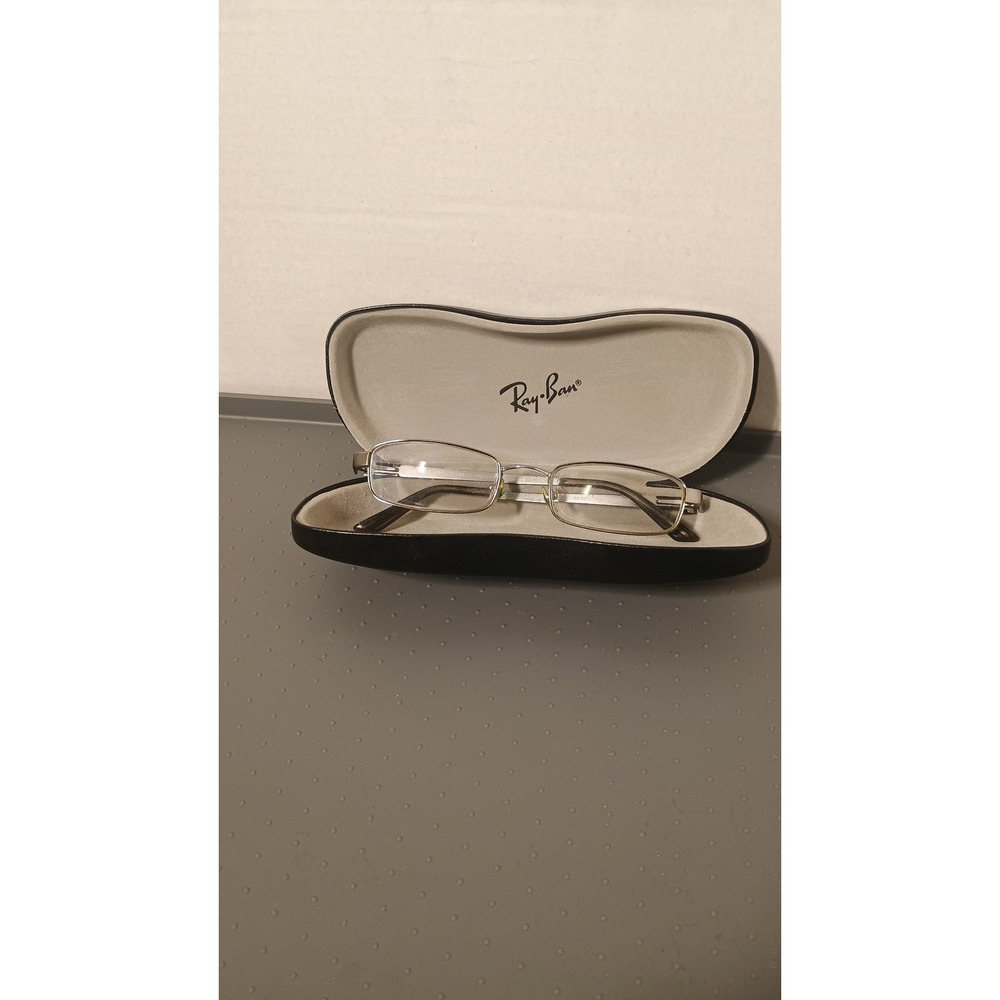 Ray-Ban Eyeglasses Unisex 52-18-140 Silver Good Rectangular Metal Frames Case